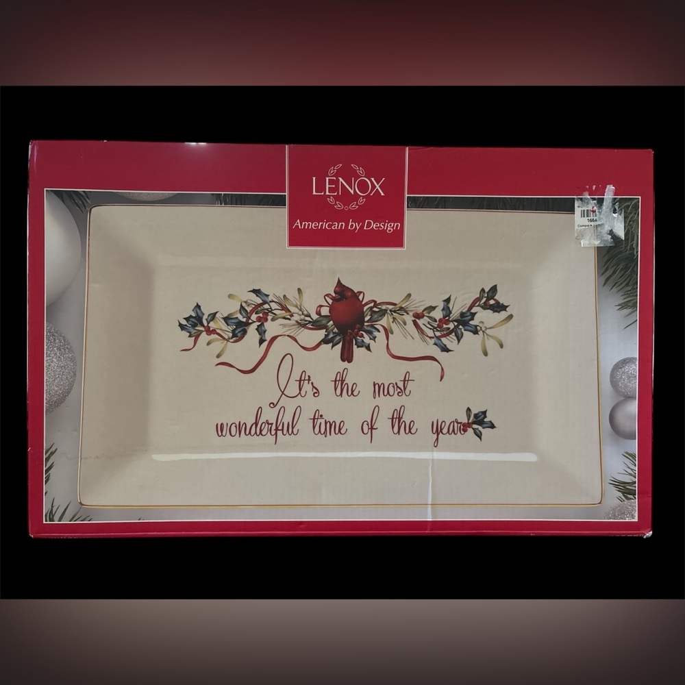 Lenox Winter Greetings Platter 14.5” Christmas Cardinal No‎ Chips original box